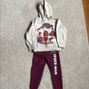Spider-Man Kids Hoodie and Pants Set - Cream and Purple